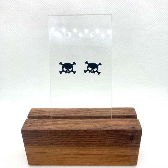 Black Skull and Crossbones Earring Pair - Picture 2 of 7